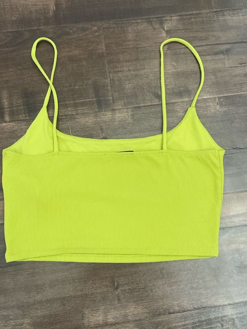 Lime Ribbed Spaghetti Strap Crop Top - Picture 2 of 3